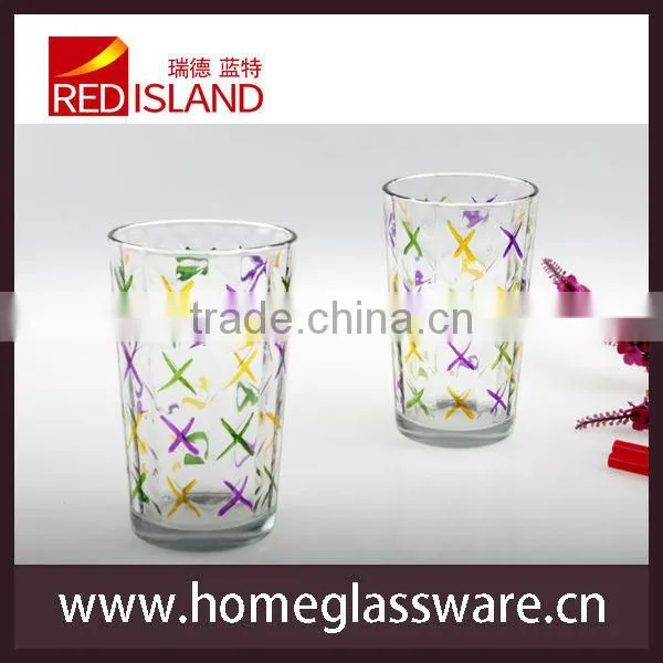 glass manufactory supply hand painted glass cup, tall glass tumbler, beer glass