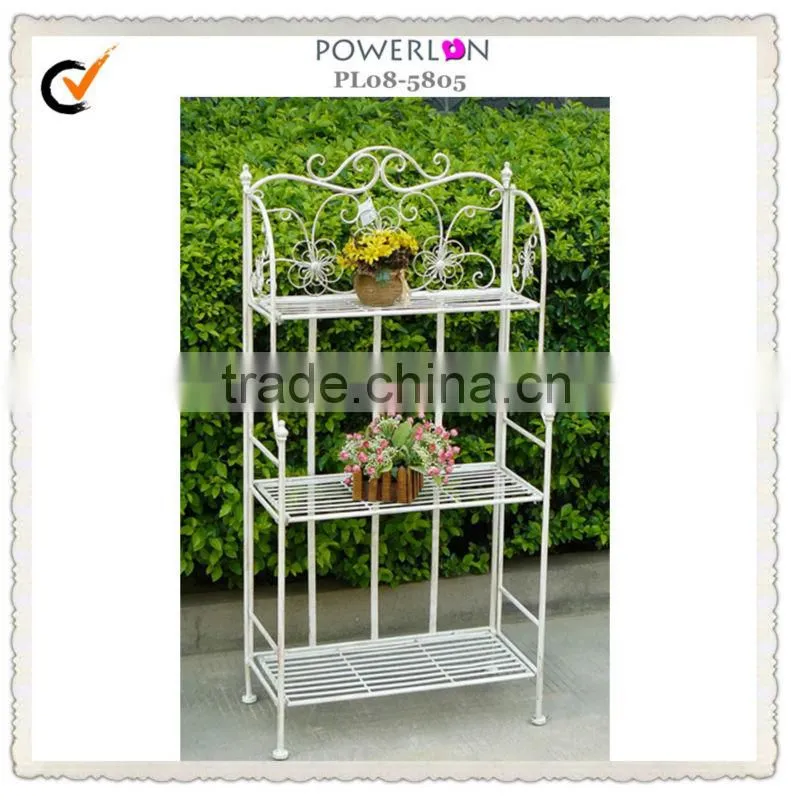 Highly Quality Retro Style Wrought Irons Antirust 4-tier Metal Garden Flower Shelf