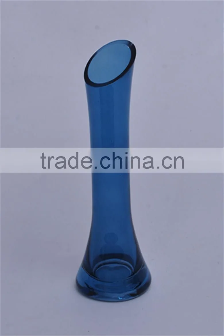 Cheap colored glass vases, restaurant table used glass vases, Single flower glass vases