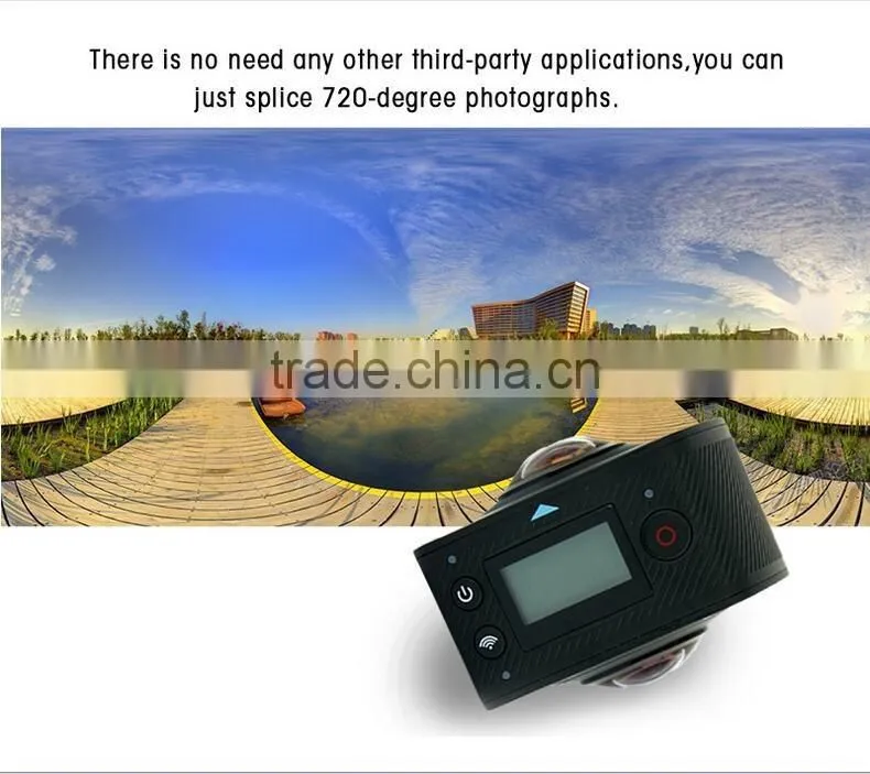 factory supply latest 360 degree 1080p camera vr hd dual lens go pro sports camera