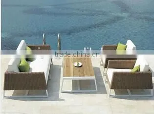 2017 Trade Assurance SIGMA Hot sale luxury comfortable synthetic round rattan metal pool tea table furniture