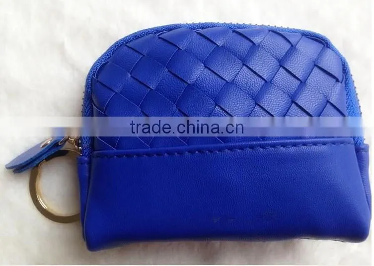 girls weaving PU leather coin purse