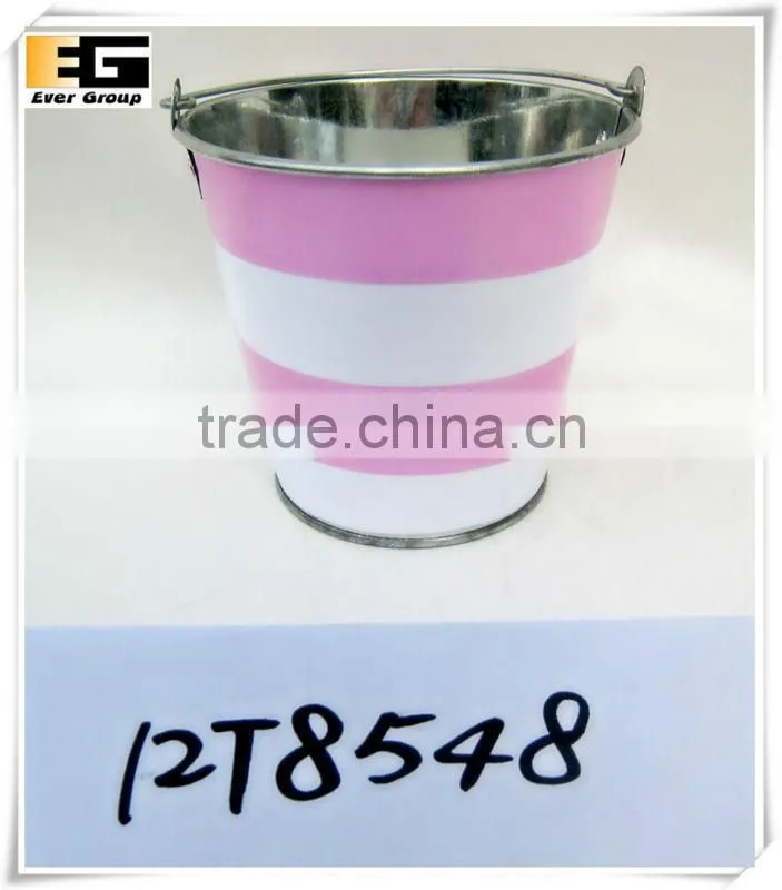 Zinc with handle printing finished round shape Flower pot