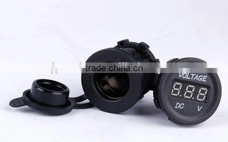 12V Dual Car Socket USB Adapter Charger with Digital Voltmeter