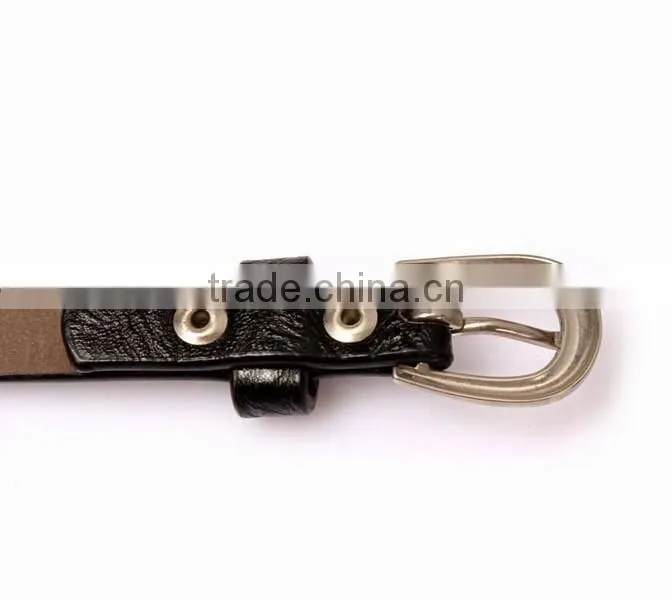 Fashion rhinestone decorated pin buckle sex girl black thin PU waist belt