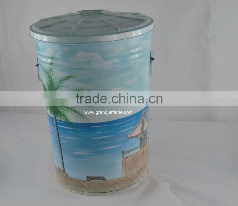 Indooor decoratin big colorful metal garbage bin