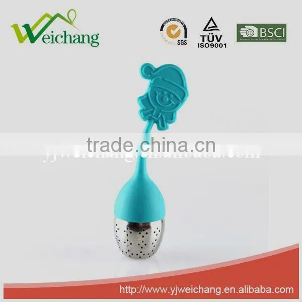 WCTS919 Good quality Tea Infuser Leaf Strainer Handle with Steel Ball Silicone Leaf Lid with tray