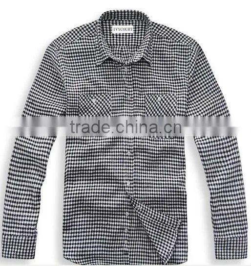 Mens stock flannel shirts cheap checks/plaids long sleeve two pockets flannel shirts