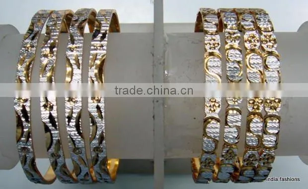 pack of 4 Gold plated two tone BANGLE bracelet #D29