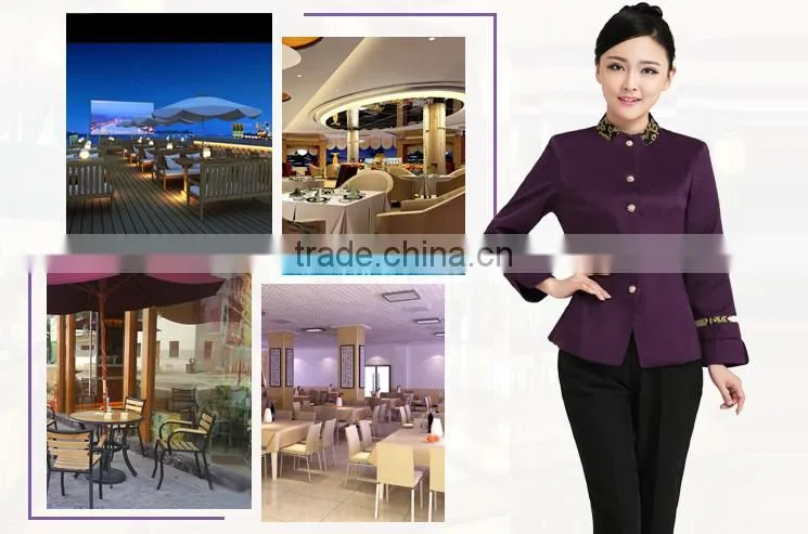 Juqian custom elegant high quality fashion waiter and waitress reception hotel uniform for autumn winter