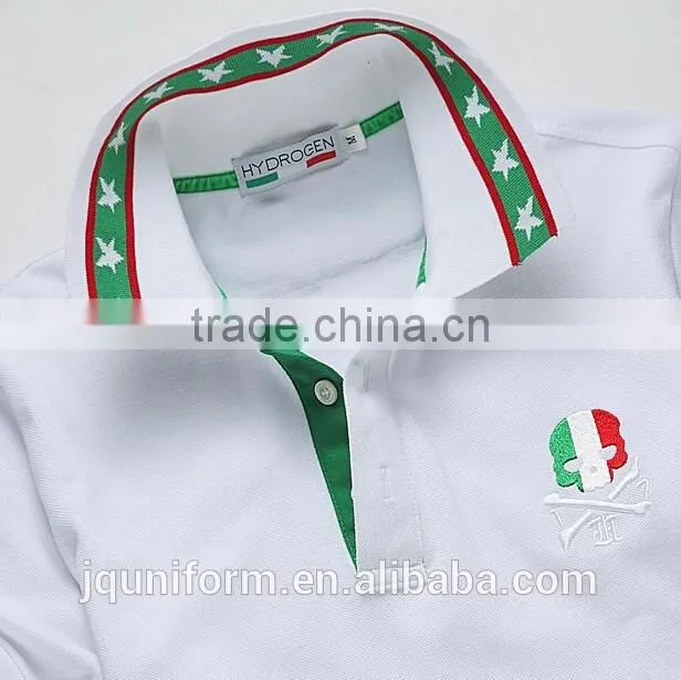 Custom Mens Blank Polo Shirt 65% Cotton 35% Polyester Blend Contrast Color Collar Custom Polo Shirts