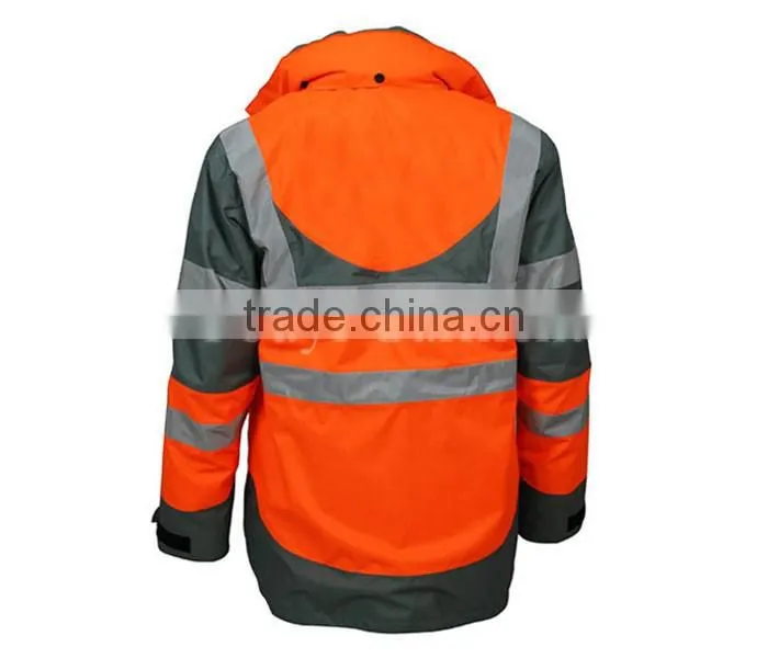 Hi-Vis two tone waterproof reflective taped winter workwear jacket