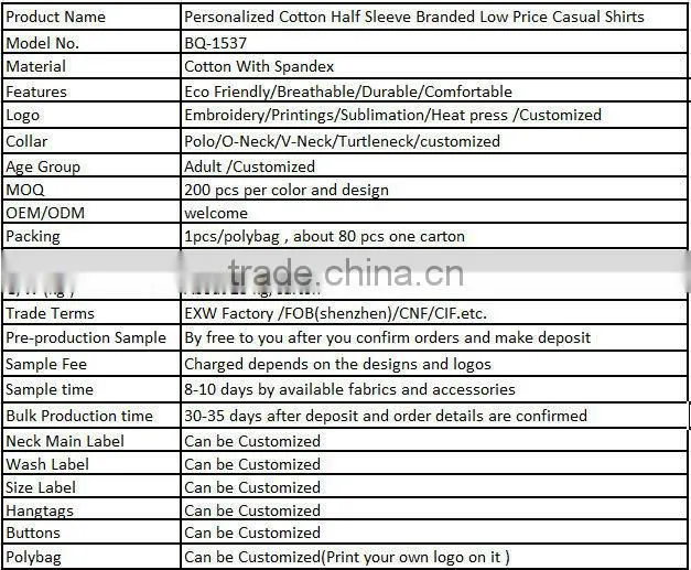 Personalized Cotton Half Sleeve Branded Low Price Casual Shirts