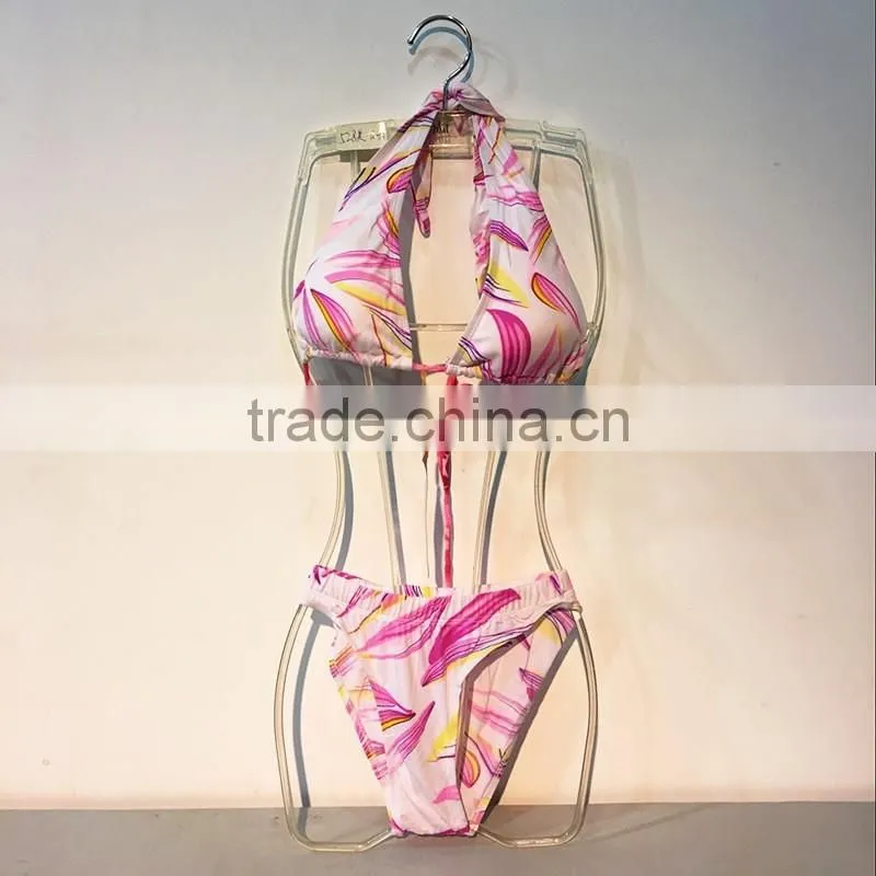 Lace halter swimsuit sexy split swimsuit thong bikini beach