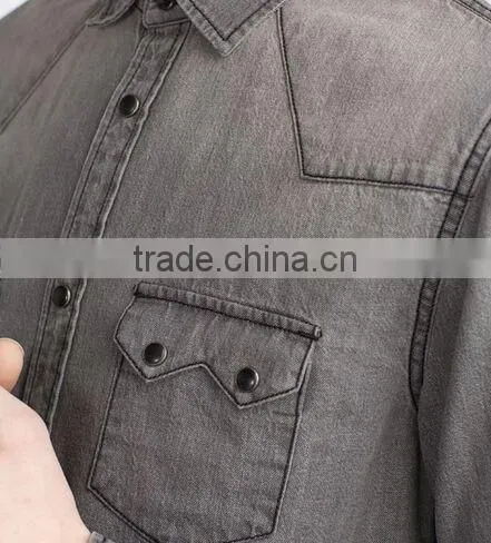 Denim shirt, men's short sleeve shirts