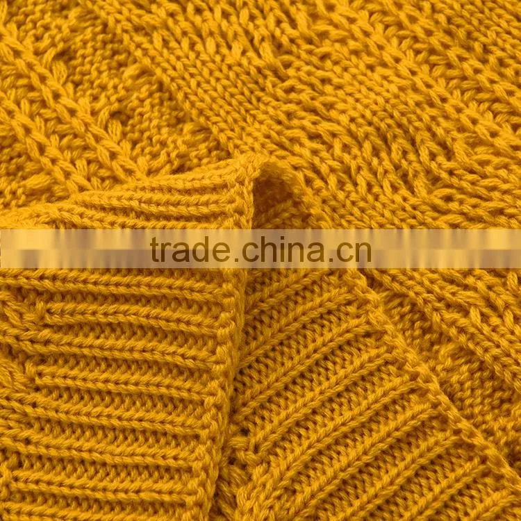 promotion solid color 100% knitted acrylic orange blanket