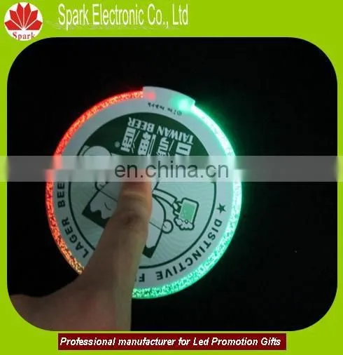 ABS super thin 100*10mm good quality led bottle coaster bar coater led flashing coaster