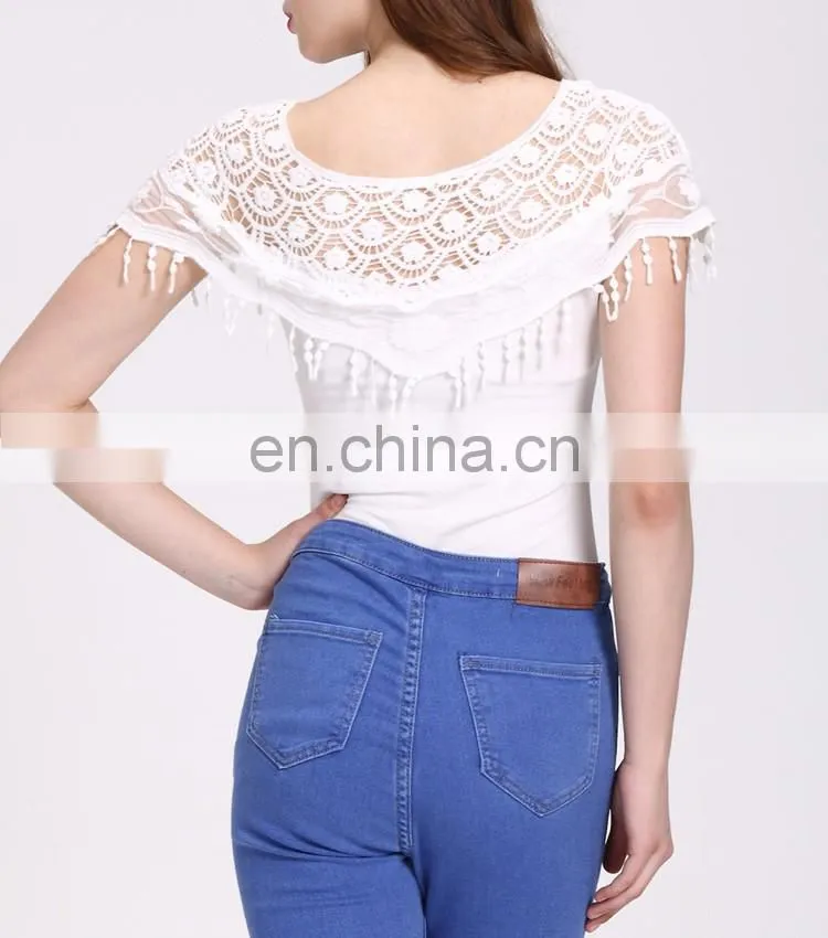 2016 Ladies New Design Fashion Top Jointed Lace Top