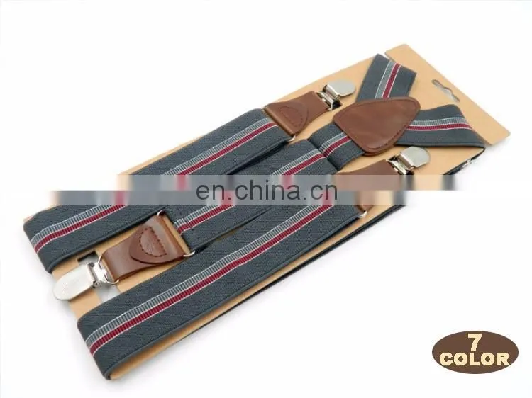 Fashion brand 3 clips men's suspenders adult striped suspenders