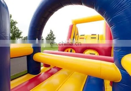 Inflatable obstacle with bounce jumping & water slide, inflatable obstacle courses for sale
