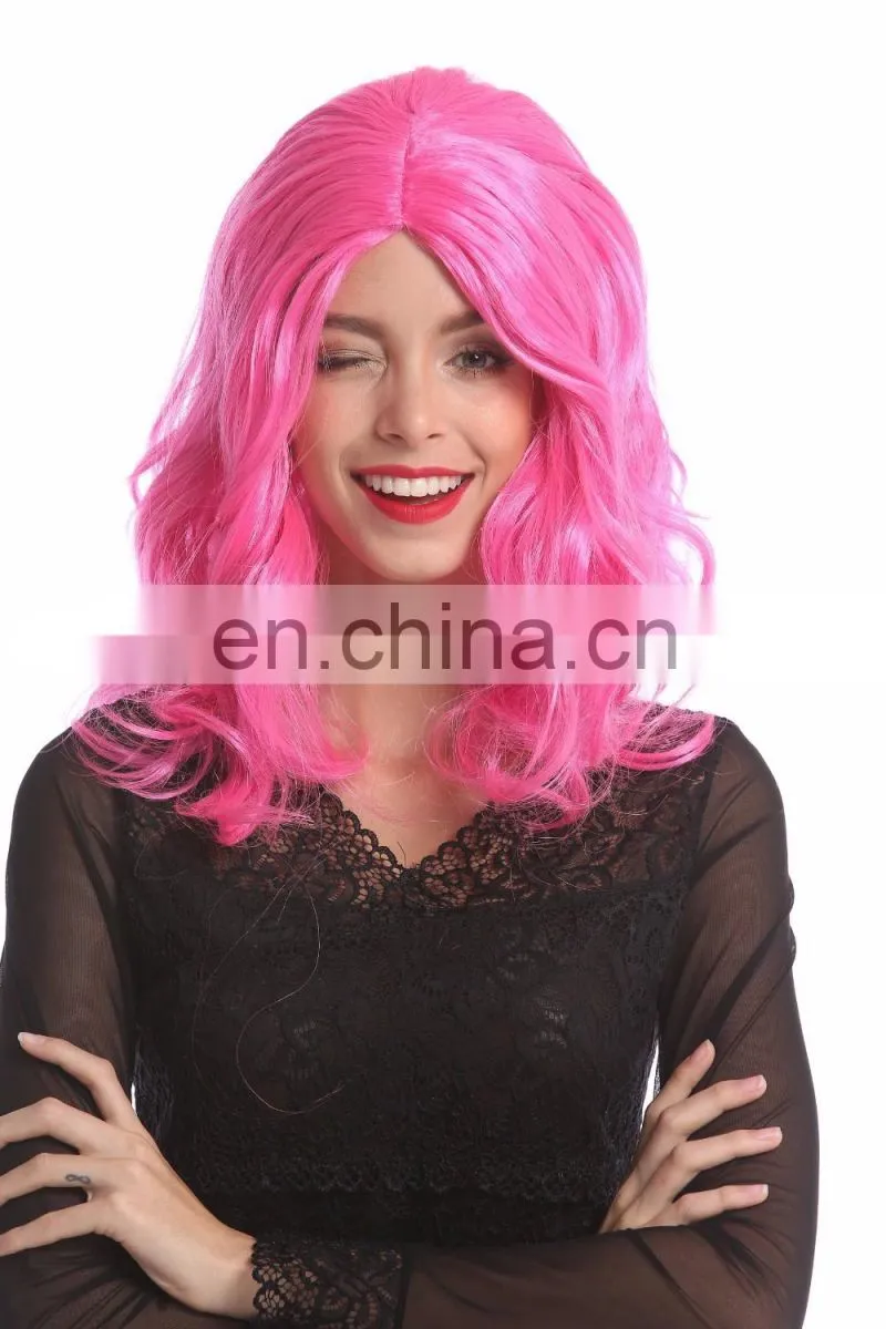 Synthetic pink party wigs P-W226