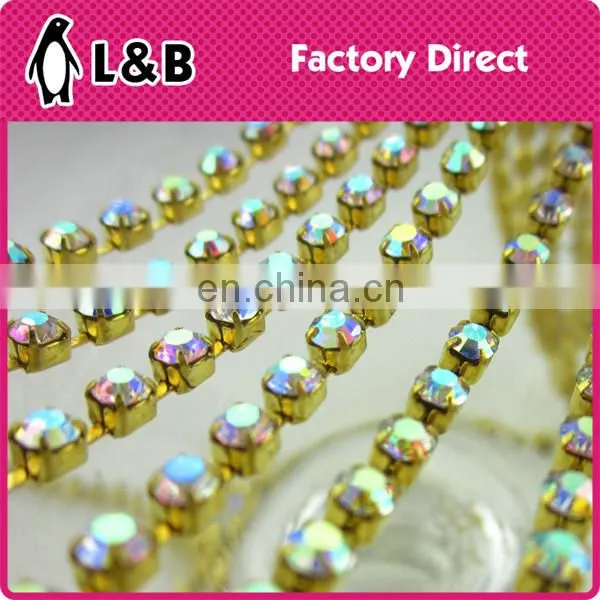 wholesale soldering SS12 multi color rhinestone cup chain