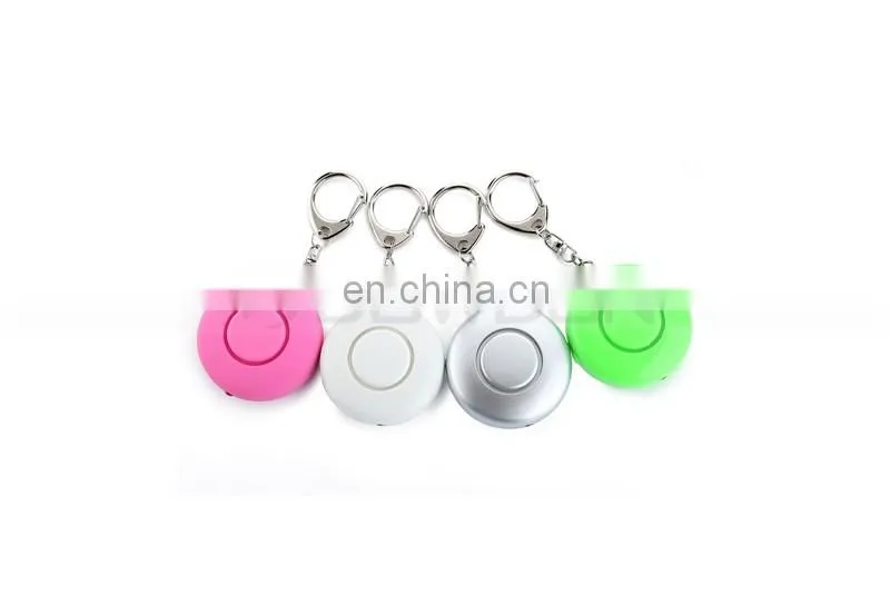 Promotional Gift Round Shaped Mini Keychain Personal Alarm With LED Light