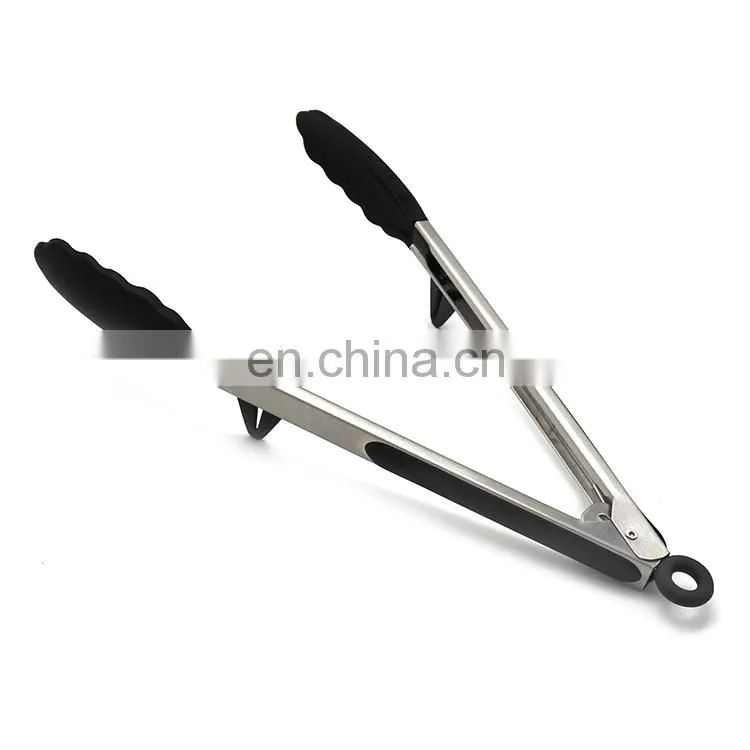 Kitchen Tools Stainless Steel Silicone Tongs with Function of Locking Tongs