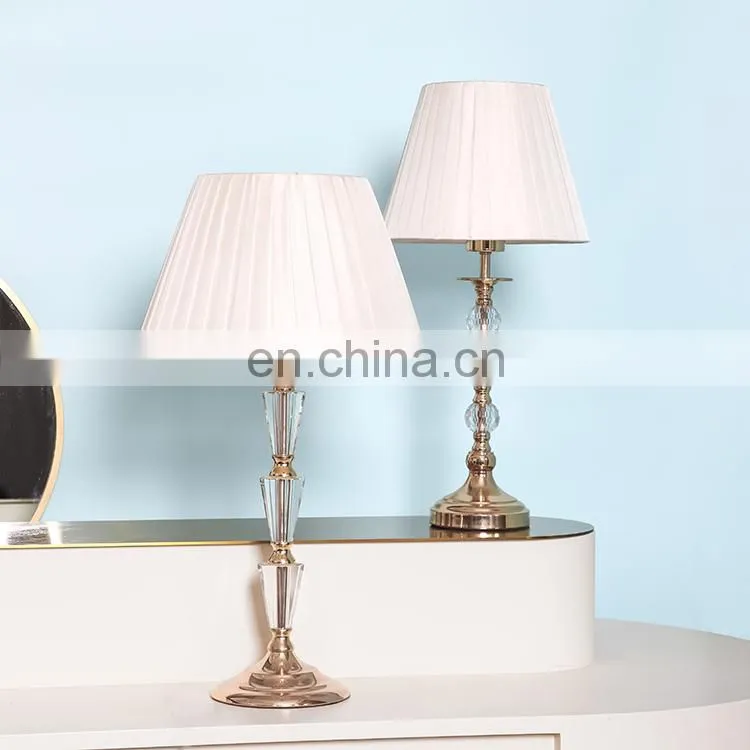 Elegant crystal decorative design modern bedroom metal night lamp for bedside