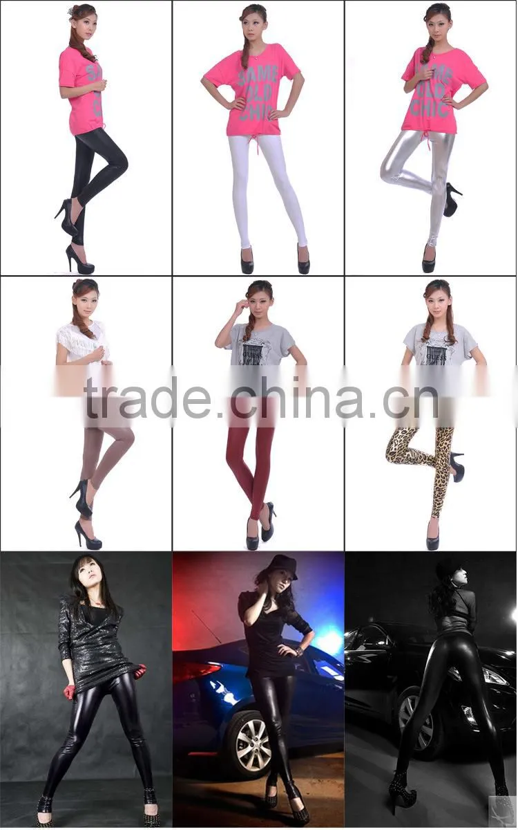 Fashion High Waist Faux Leather Lady Thin Trousers Women Leggings