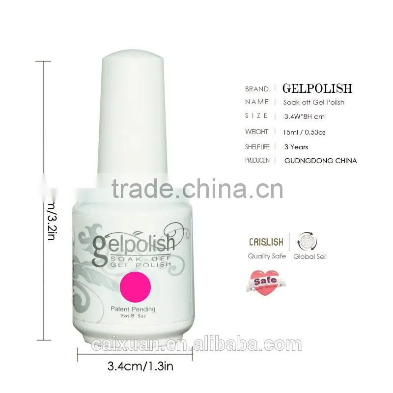 2015 fashionable color Nail art soak off UV gel nail polish colors with free sample