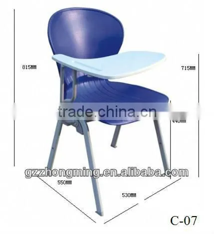 Plastic Training Chair School Student Chair With Writing Board,School Furniture C-09