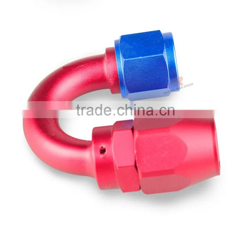 Aluminum oil cooler fitting 180 degree resuable hose end fuel line hose end fitting adaptor blue and red 40-180-10