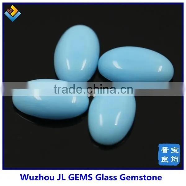 Oval cabochon stone with milky blue glass gemstone for making necklace and bracelet