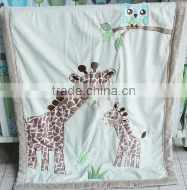 2015 new design applique 100% cotton OEM baby fluffy fleece blanket
