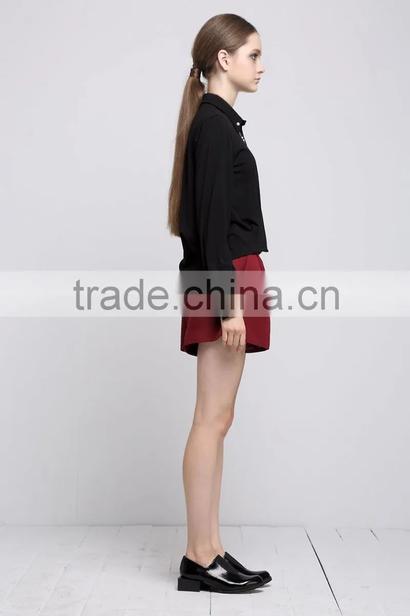 Fashion Black long sleeve blouse simple design