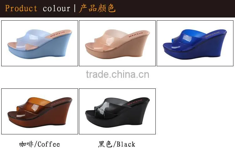 Wholesale Jelly Shoes Candy Color Glass Slipper Wedge Heel Slippers