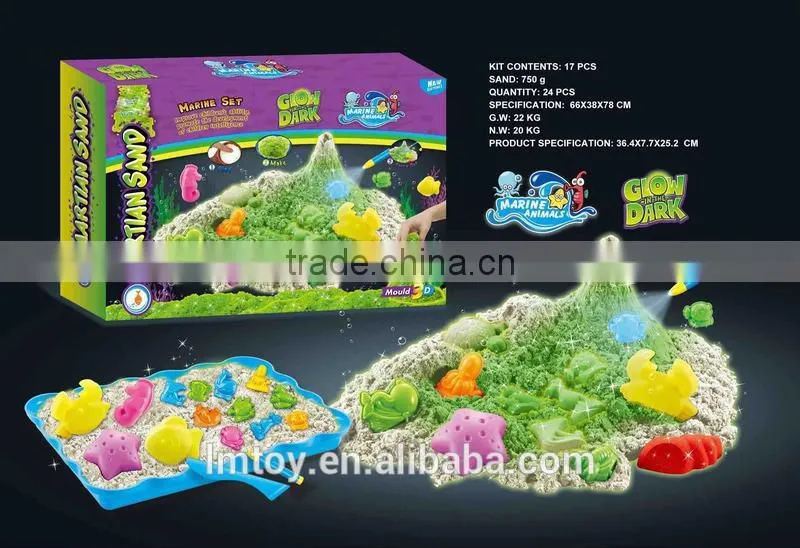 Kid play dynamic sand ,many colorful Martian moving sand in Bucket packing