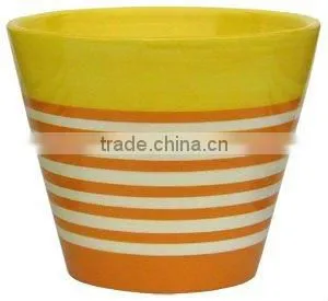 Blue stripe ceramic flowerpot