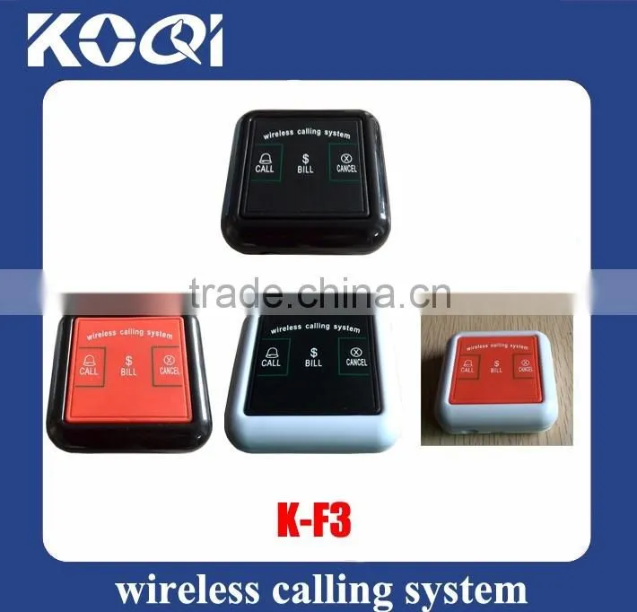 Wireless Waiter Call Button System 12V 433 MHZ Waiter Buzzer Customized Table Food Waiter Restaurant Call Bell K-2000C+K-F3-BB