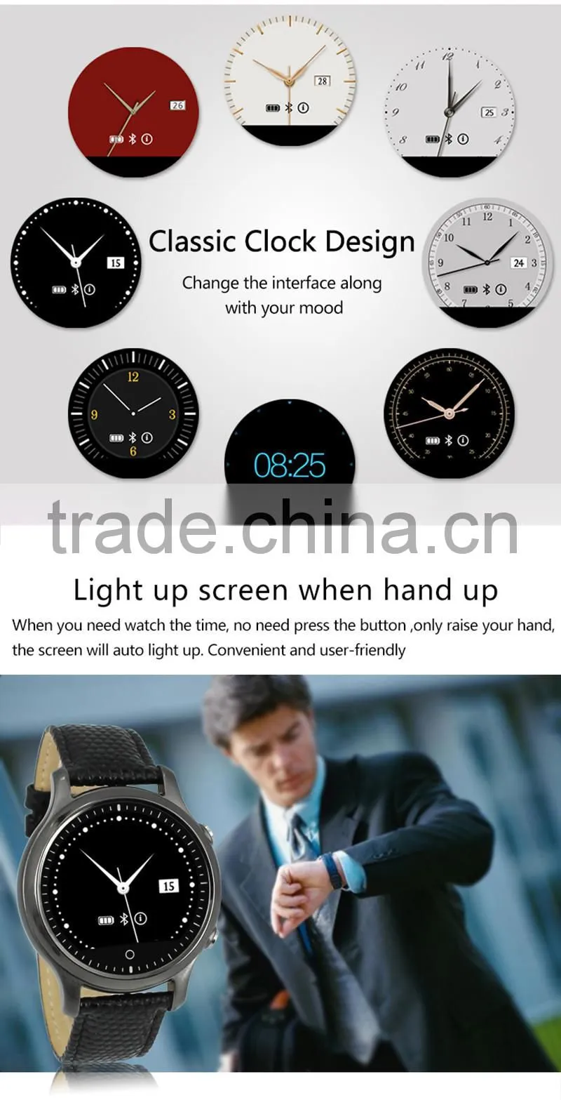Bluetooth 4.0 IOS&Android Round Smart Watch S360 reloj inteligente with SOS / G-sensor