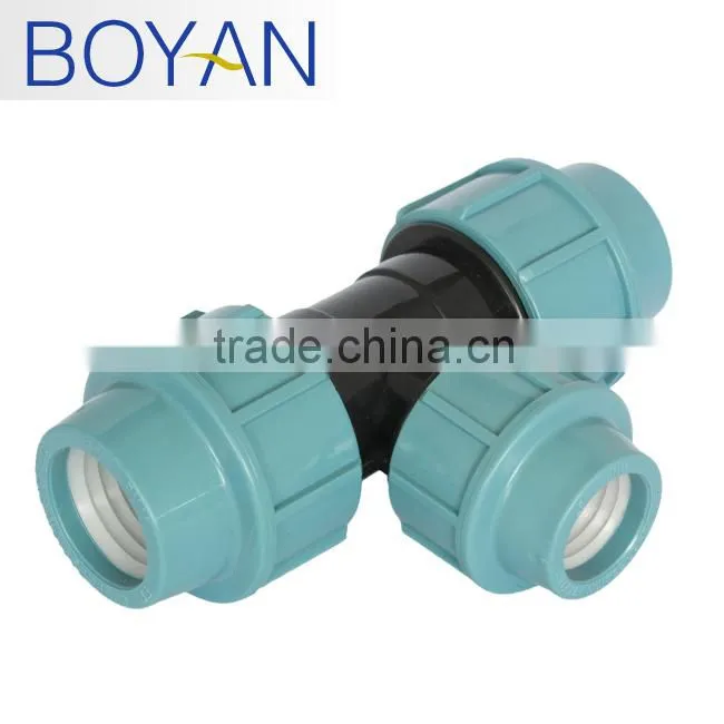 BOYAN PP compression quick pipe fittings for irrigation reducing tee