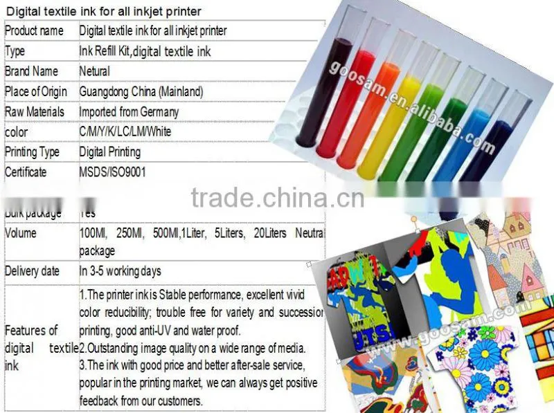 textile printing ink for epson inkjet printer