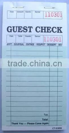 CT-G3616 guest checks GUEST CHECKS FOR RESTANRANT USE FROM China