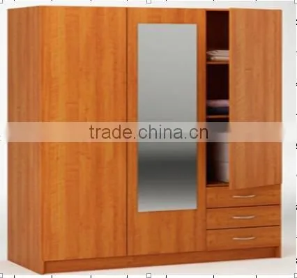 wooden bedroom wardrobe with mirror