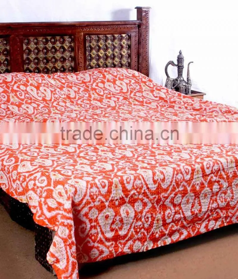 Ikat Kantha Quilt Ikat Kantha Cotton Bedding Bed Cover