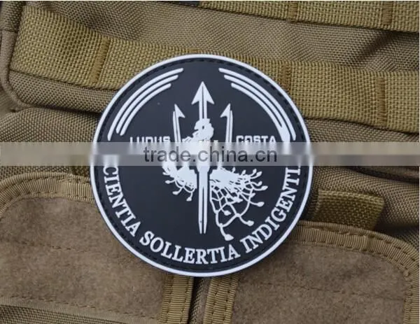 3.15 Inches Round PVC Ludus Costa Military Rubber STICK-ON Patches Scientia Sollertia Ingigentia Patch Badge