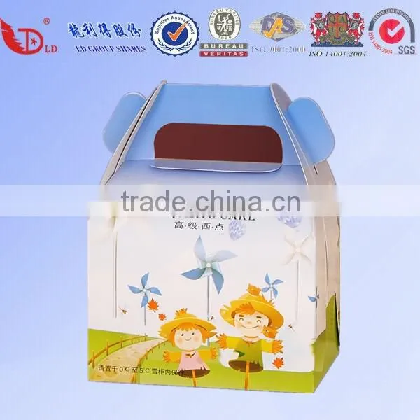 6 inch cake box with handle,paper gift box with packing cake,small mousse box