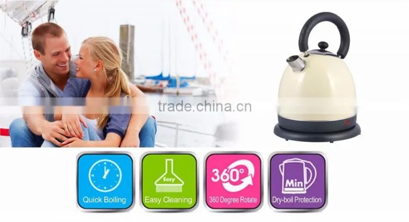 2016 best quality stainless steel electric cordless kettle