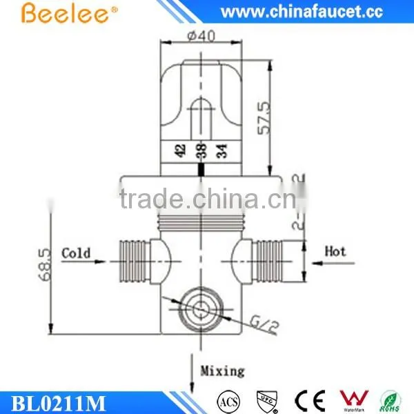 Beelee BL0211M High Quality Copper Cartridge Thermostatic Mixing Valve for Shower